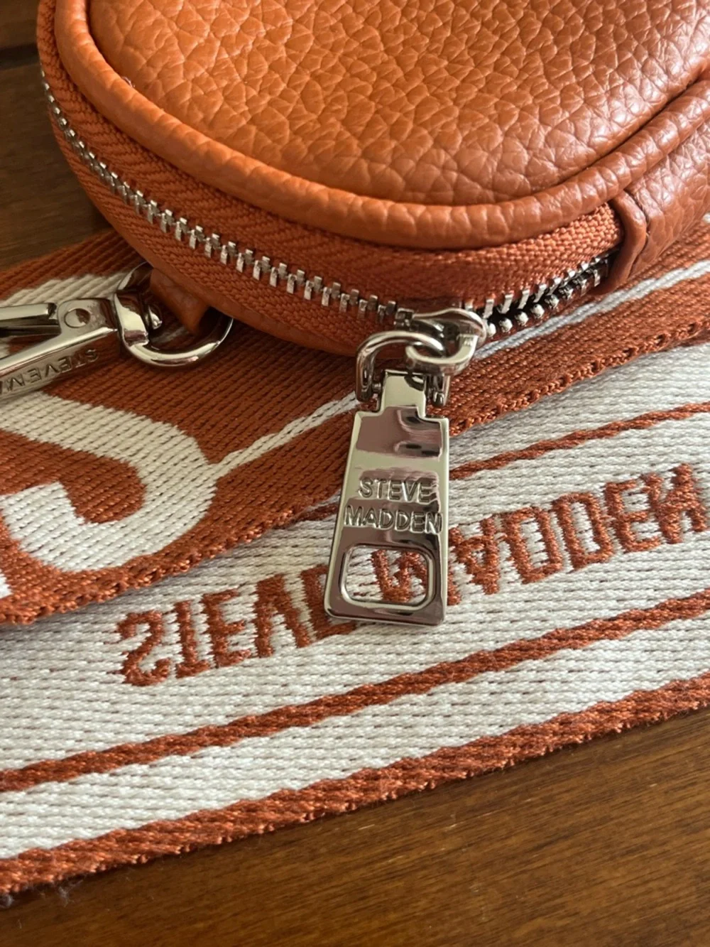 Steve Madden Embossed SM Top-Handle-Crossbody Satchel in Brown Cognac